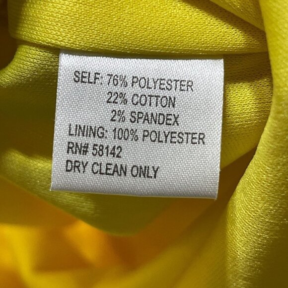 London Times Women's Sheath Dress One Shoulder Bow Bright Yellow Size 12 - Picture 8 of 8